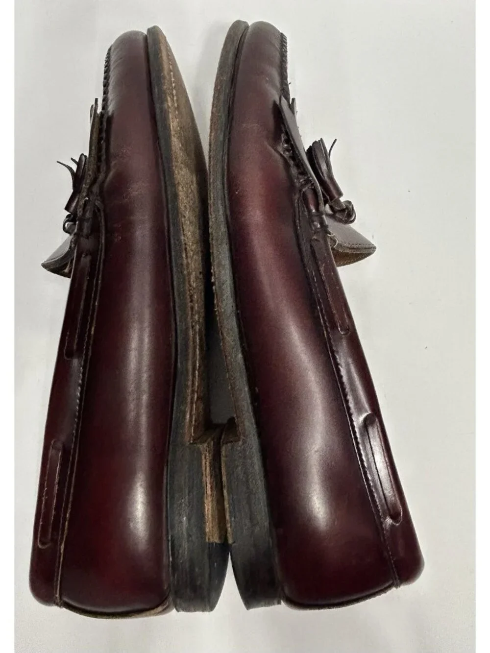 Bass & Co Weejuns 14 Classic BURGUNDY Layton Leather Kiltie Tassel Loafers Shoes